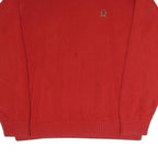 TOMMY HILFIGER Mens Red Plain Cotton Blend Jumper Crew Neck Basic Knit L