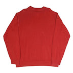 TOMMY HILFIGER Mens Red Plain Cotton Blend Jumper Crew Neck Basic Knit L