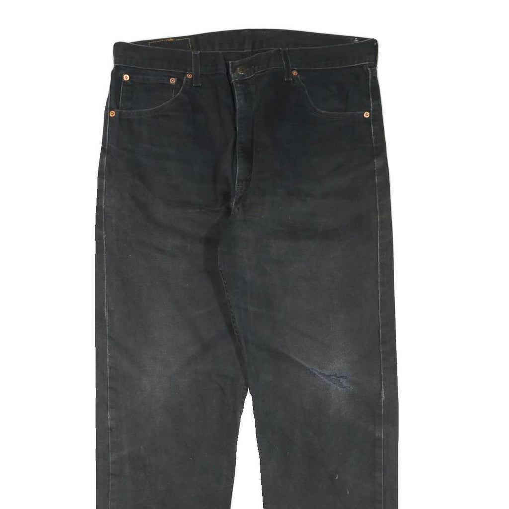 LEVI'S 521 02 Mens Jeans Black Regular Straight Denim Medium W38 L32 Zip