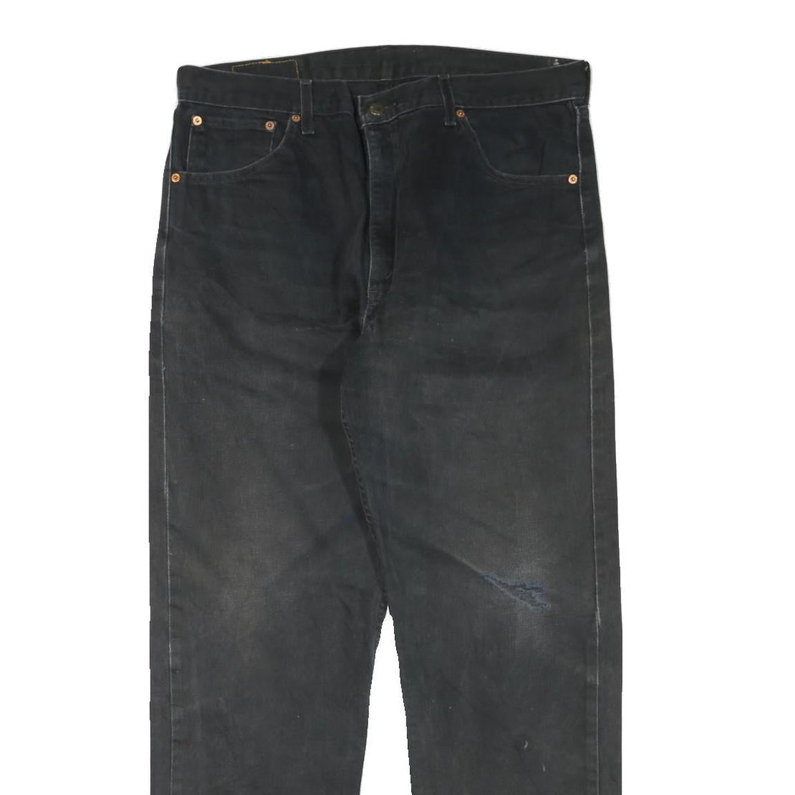 LEVI'S 521 02 Mens Jeans Black Regular Straight Denim Medium W38 L32 Zip