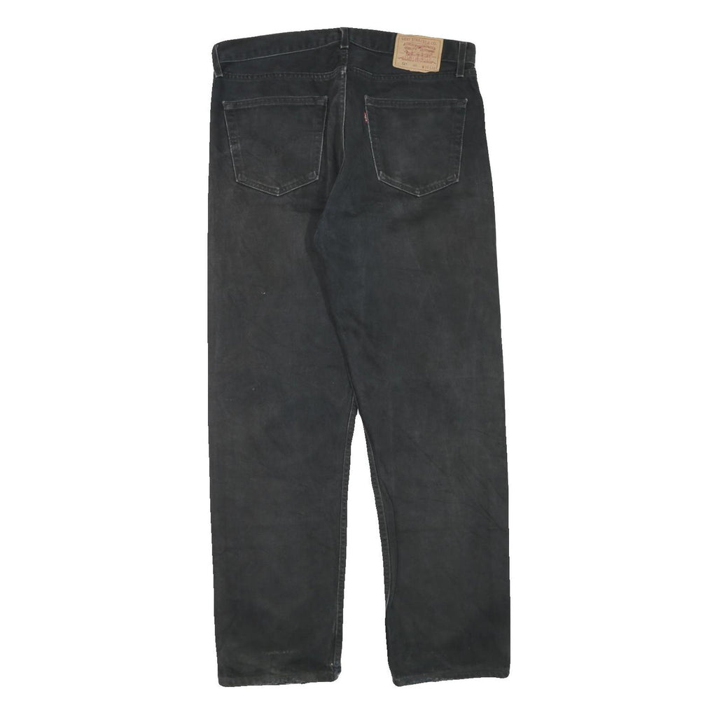 LEVI'S 521 02 Mens Jeans Black Regular Straight Denim Medium W38 L32 Zip