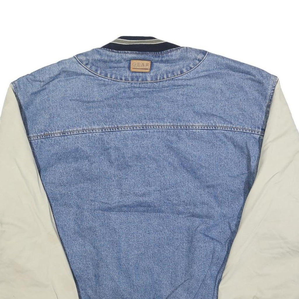 GEAR FOR SPORTS Mens Blue & Cream Button Denim Blend Jacket M Cotton Blend