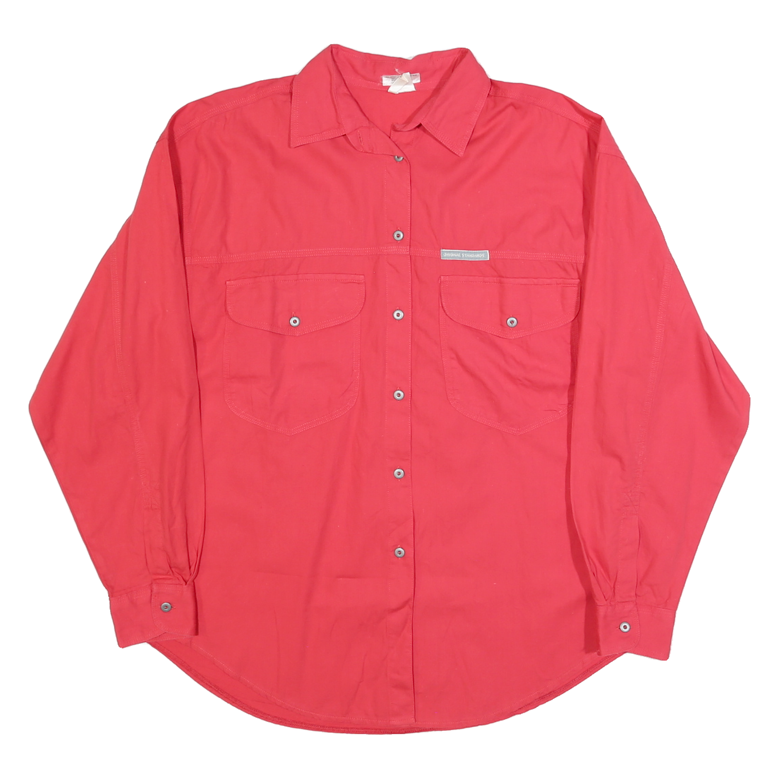 ORIGINAL STANDARDS Womens Red Shirt Long Sleeve Button L Casual Polyester Blouse