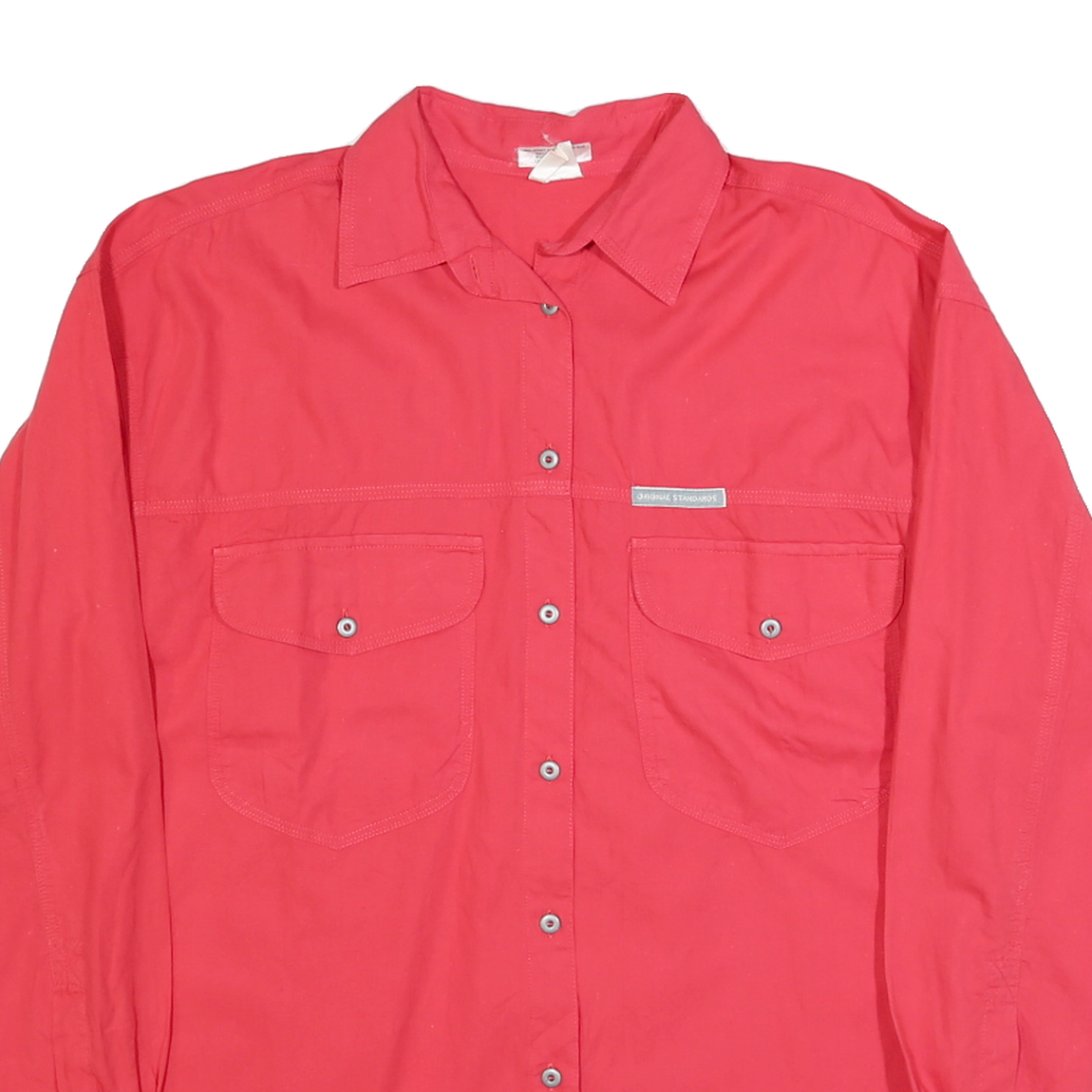 ORIGINAL STANDARDS Womens Red Shirt Long Sleeve Button L Casual Polyester Blouse