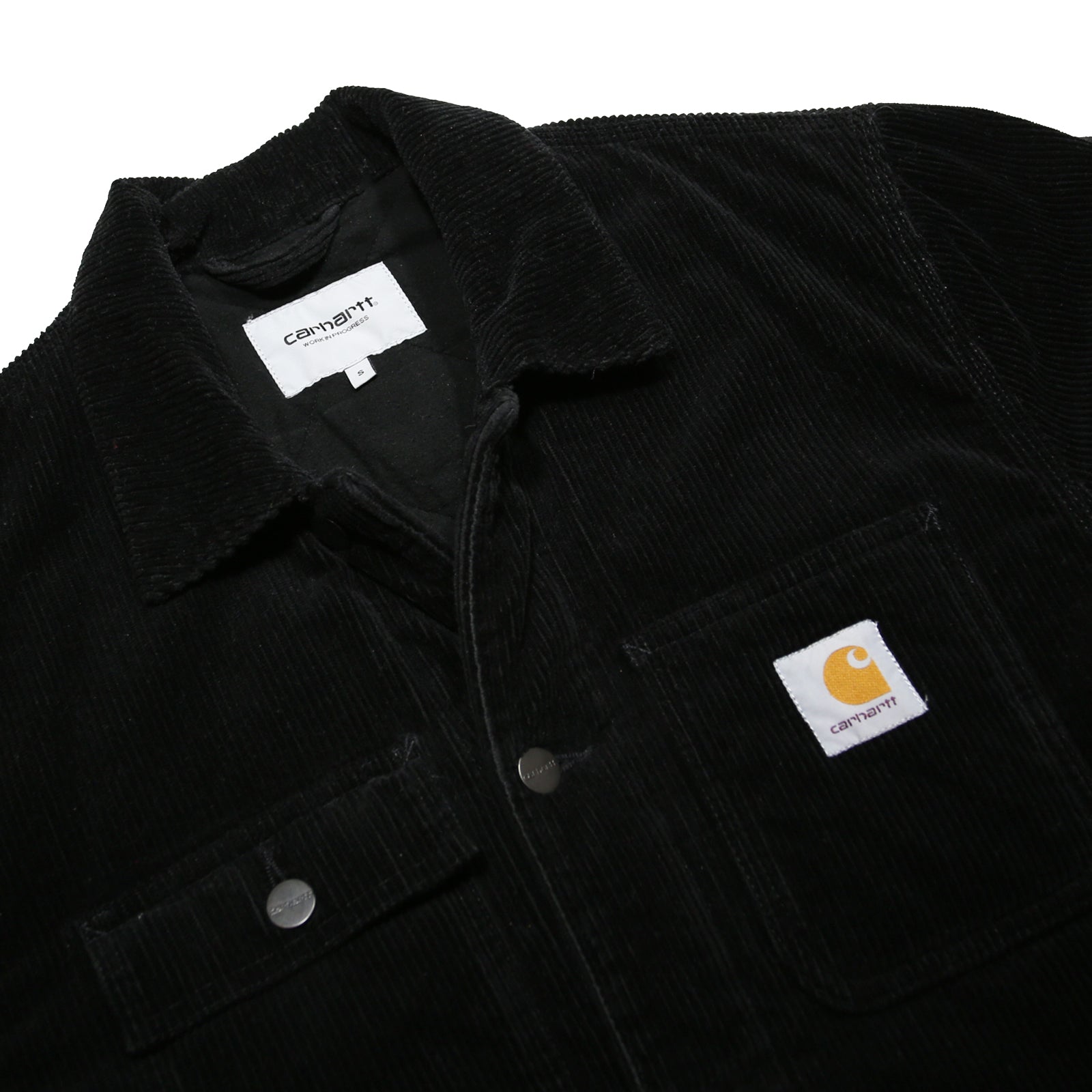CARHARTT WIP Michigan Coat Mens Black Corduroy Jacket S Cotton Blend Workwear