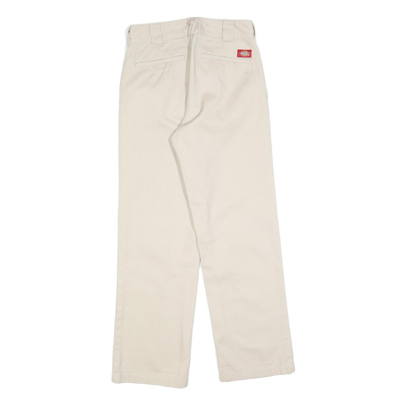 DICKIES Womens Regular Beige Cotton Blend Trousers W26 L30 Zip Classic Straight
