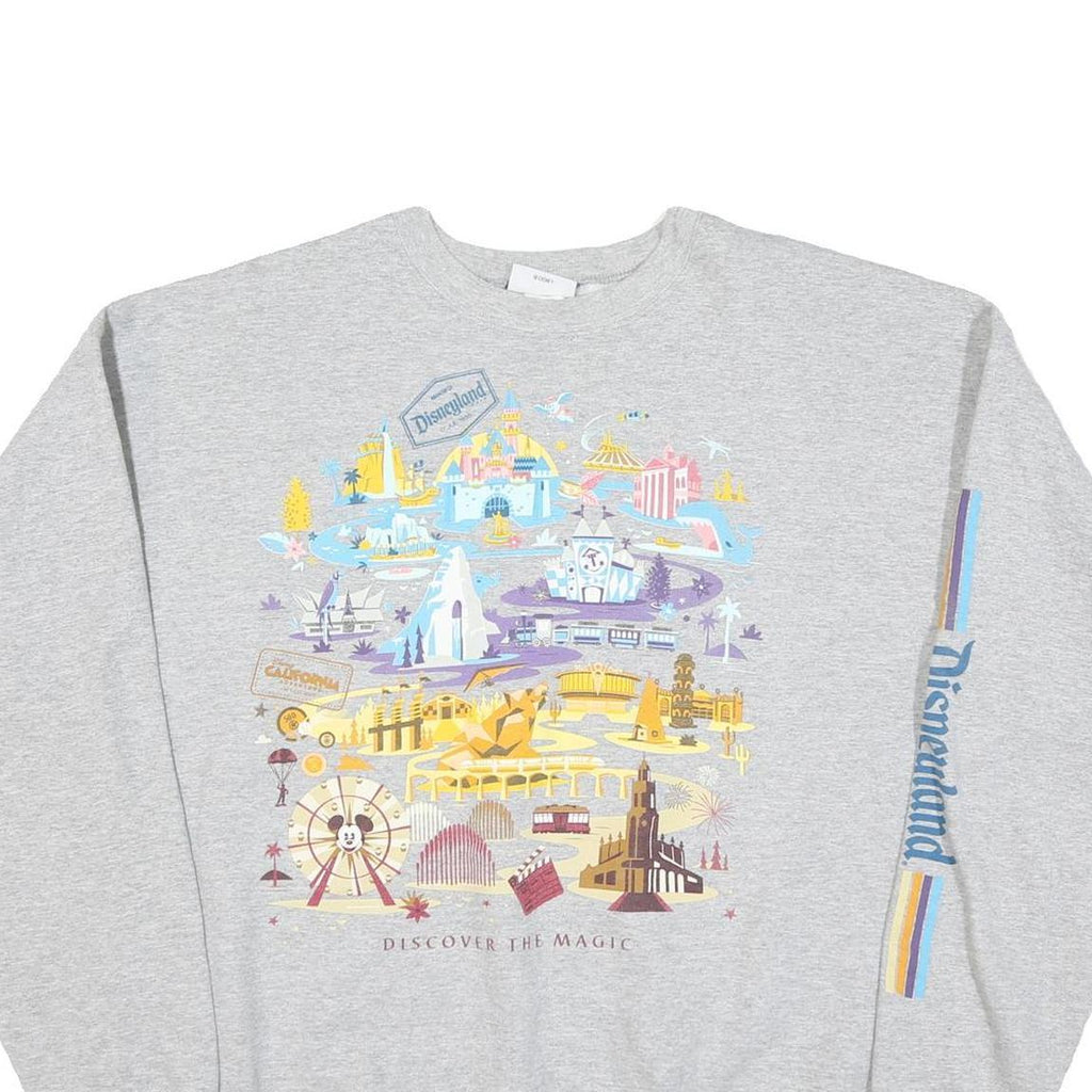 HANES Mens Grey Disneyland Crew Neck XL Graphic Print Sweatshirt Comfortable