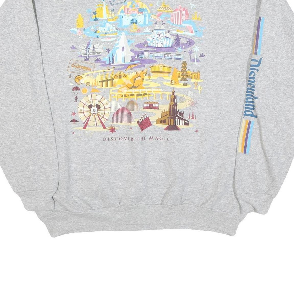 HANES Mens Grey Disneyland Crew Neck XL Graphic Print Sweatshirt Comfortable