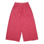 SI Womens Linen Blend Red Loose Wide-Leg Trousers W26 L25 Comfortable Casual