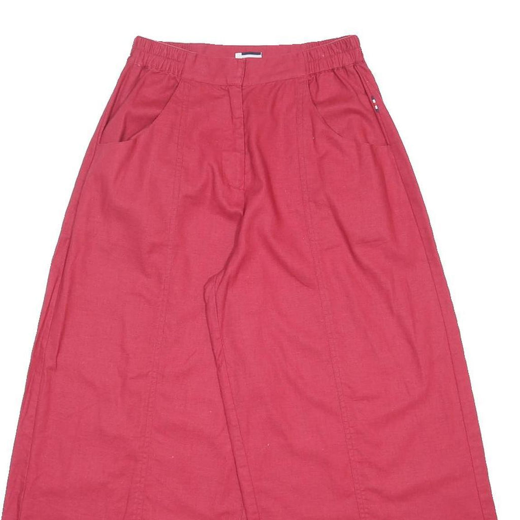 SI Womens Linen Blend Red Loose Wide-Leg Trousers W26 L25 Comfortable Casual