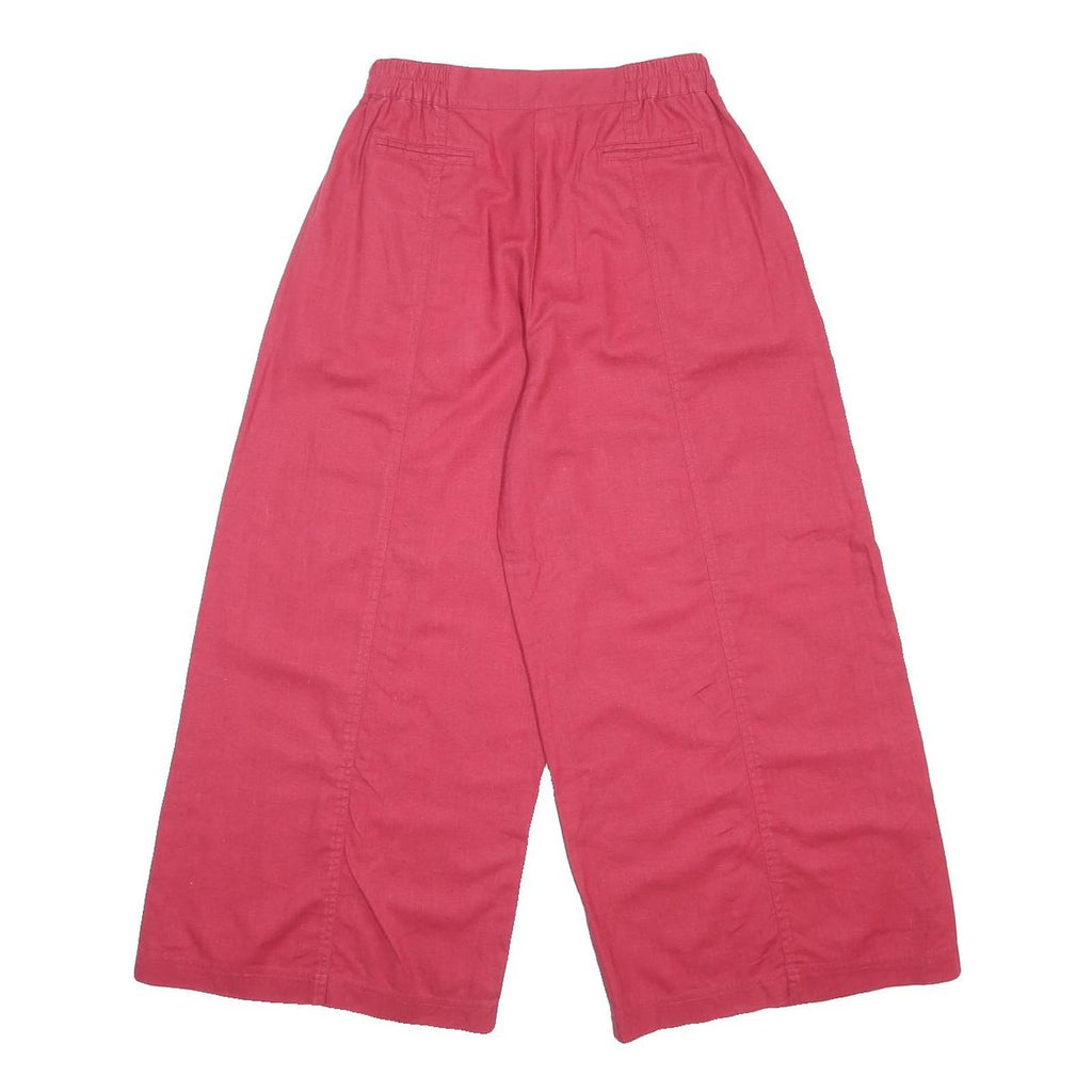SI Womens Linen Blend Red Loose Wide-Leg Trousers W26 L25 Comfortable Casual