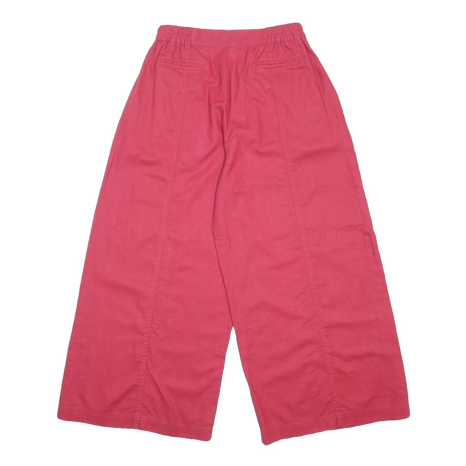 SI Womens Linen Blend Red Loose Wide-Leg Trousers W26 L25 Comfortable Casual