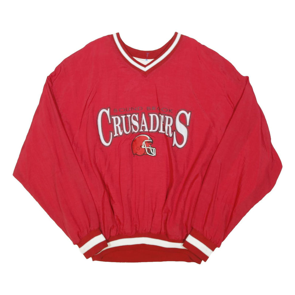 HOLLOWAY Mens Red Nylon V-Neck Classic Jacket 2XL Sports College Style Retro