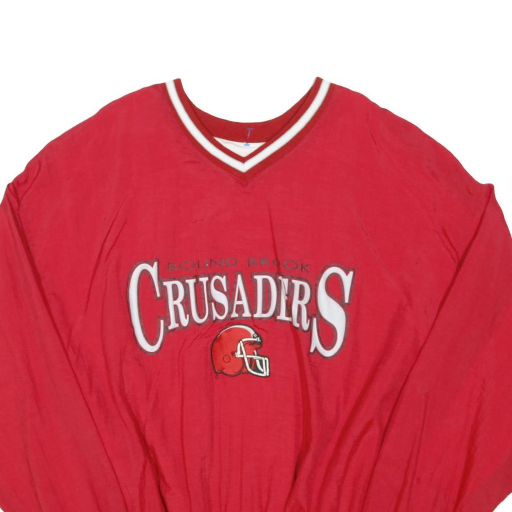 HOLLOWAY Mens Red Nylon V-Neck Classic Jacket 2XL Sports College Style Retro