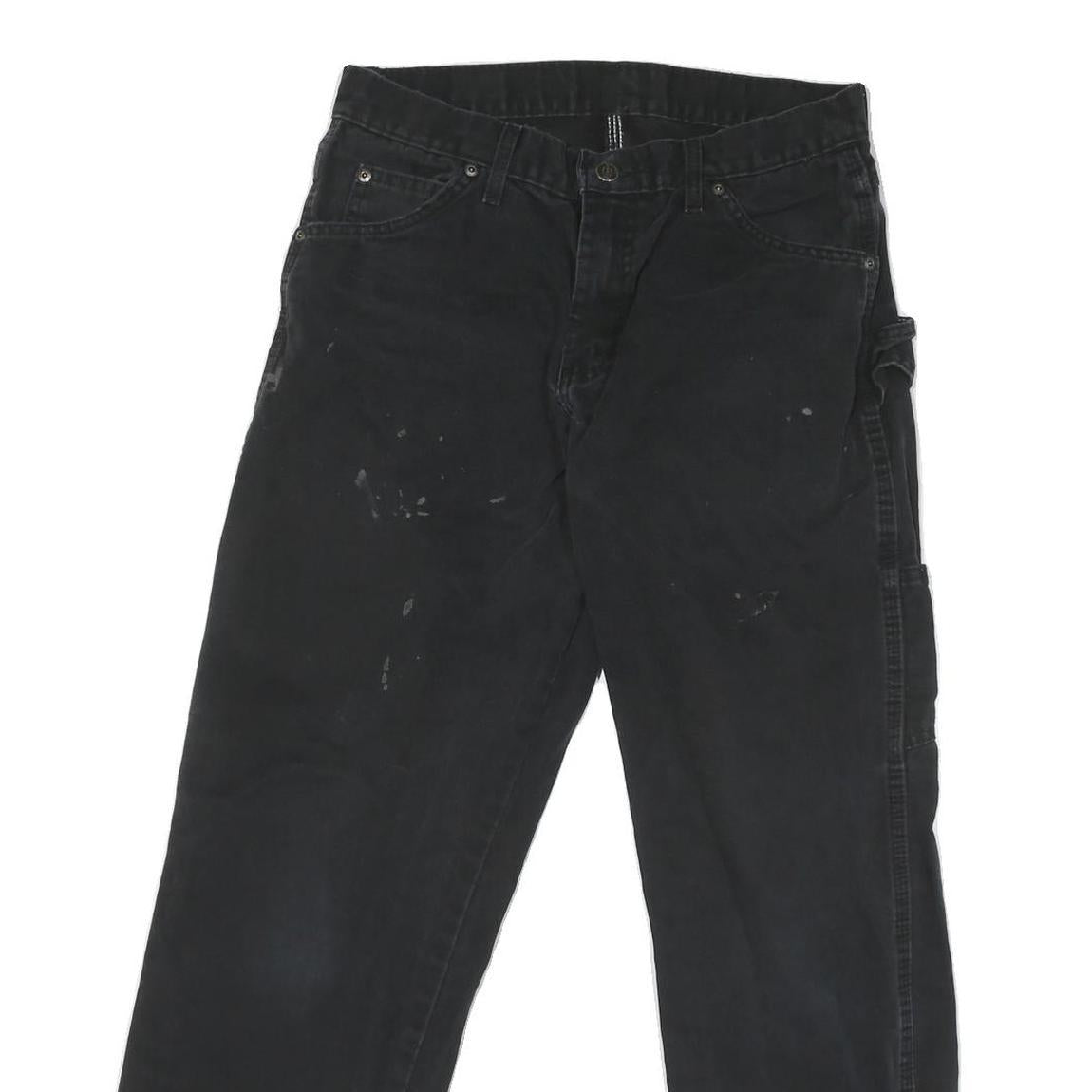 DICKIES Mens Cotton Blend Black Regular Straight Trousers W30 L29 Workwear