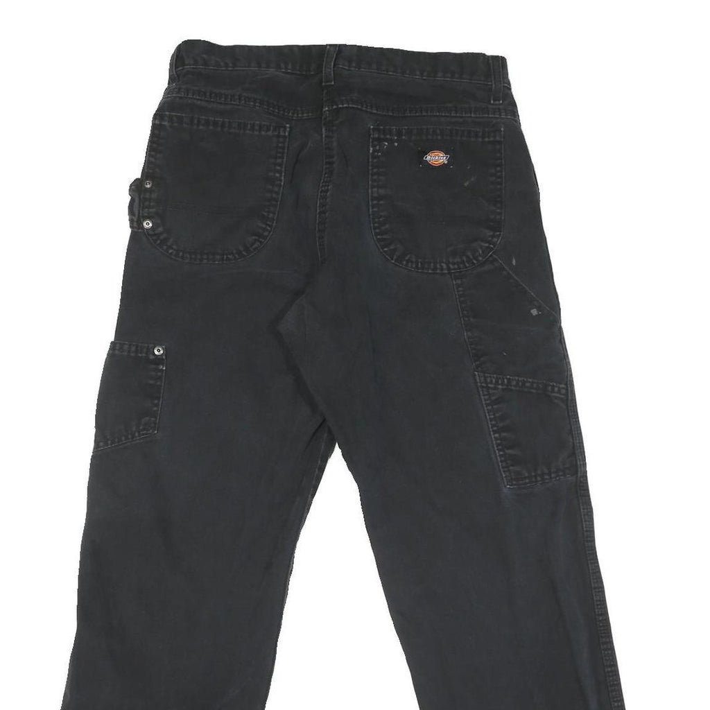 DICKIES Mens Cotton Blend Black Regular Straight Trousers W30 L29 Workwear