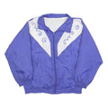 Womens Purple & White Retro Nylon Zip Jacket M Plain Lightweight Casual