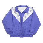 Womens Purple & White Retro Nylon Zip Jacket M Plain Lightweight Casual