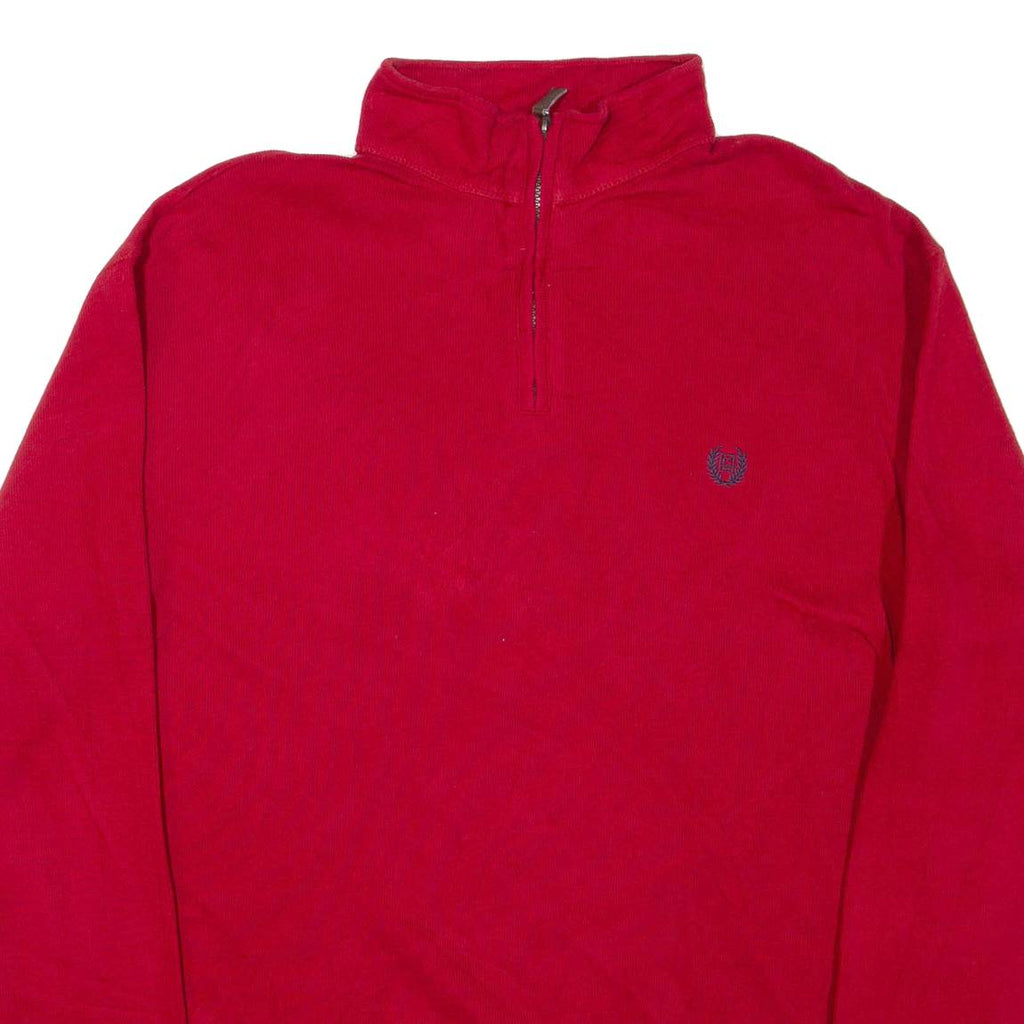 CHAPS Mens Jumper Red 1/4 Zip Tight Knit 2XL