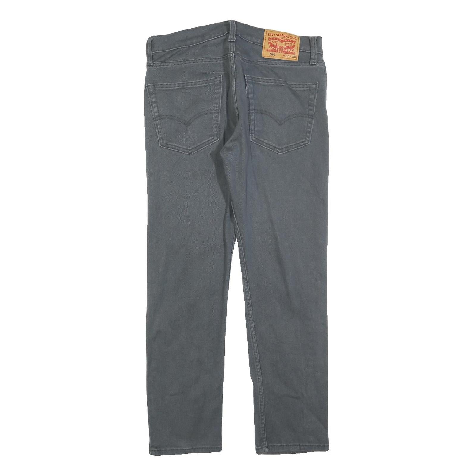 LEVI'S 502 Mens Jeans Grey Slim Slim Straight Denim Medium W30 L27 Zip Cotton