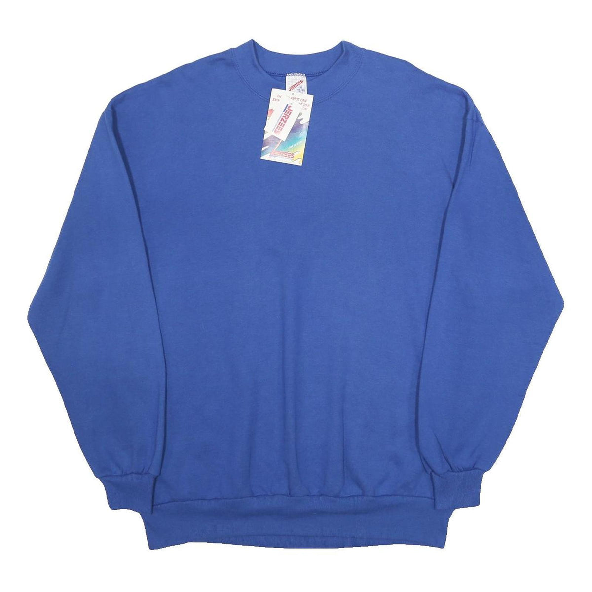 JERZEES Mens Blue Cotton Blend Crew Neck Sweatshirt XL Plain Pullover