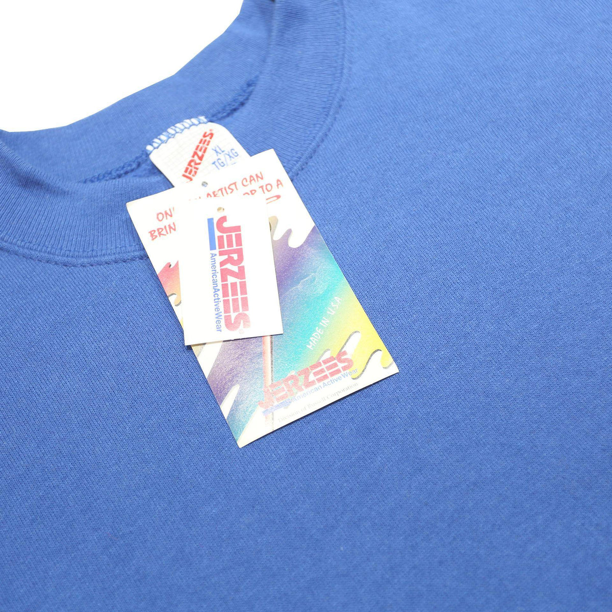 JERZEES Mens Blue Cotton Blend Crew Neck Sweatshirt XL Plain Pullover