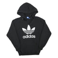 ADIDAS Womens Black Hoodie UK 6 Cotton Blend Pullover Logo Sweatshirt
