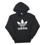 ADIDAS Womens Black Hoodie UK 6 Cotton Blend Pullover Logo Sweatshirt