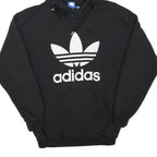 ADIDAS Womens Black Hoodie UK 6 Cotton Blend Pullover Logo Sweatshirt