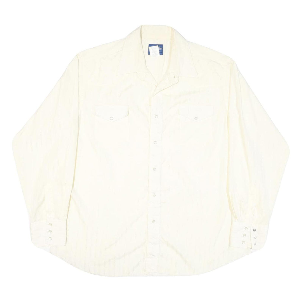 WRANGLER Mens White Polyester Blend Western Shirt XL Button Front Pockets
