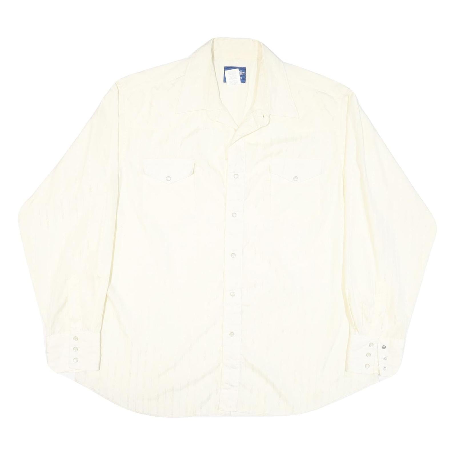 WRANGLER Mens White Polyester Blend Western Shirt XL Button Front Pockets