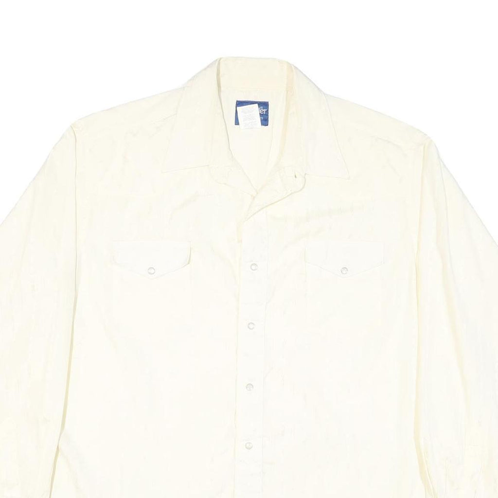 WRANGLER Mens White Polyester Blend Western Shirt XL Button Front Pockets