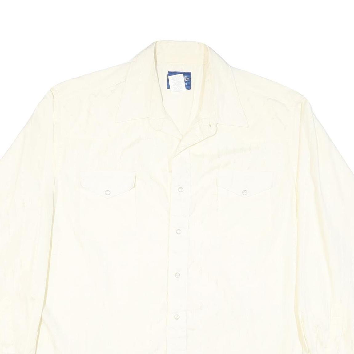 WRANGLER Mens White Polyester Blend Western Shirt XL Button Front Pockets