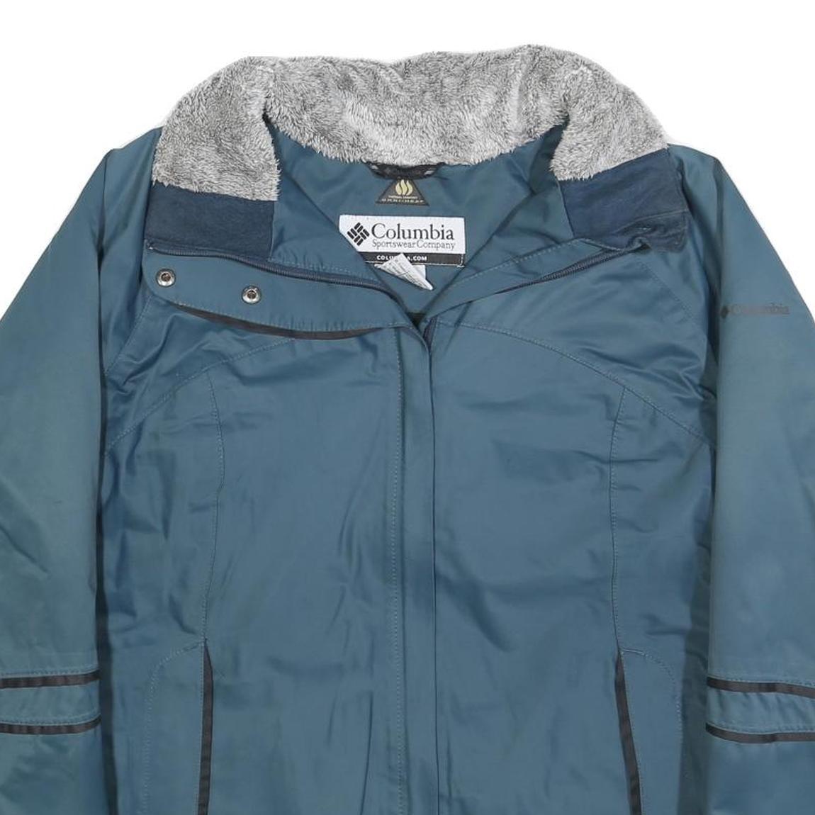 COLUMBIA Womens Blue Jacket L Polyester Blend Plain Zip Outdoor Warm