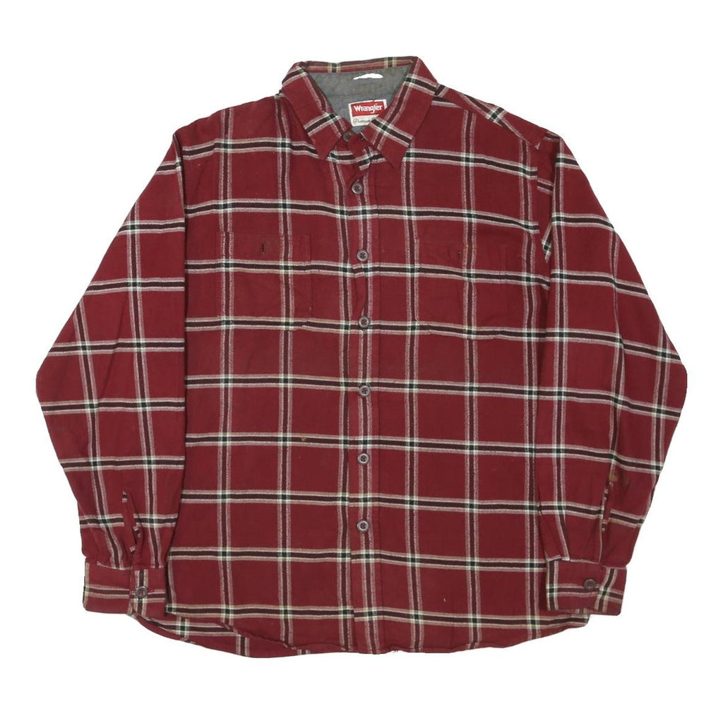 WRANGLER Mens Red Check Shirt L Cotton Blend Casual Button-Up