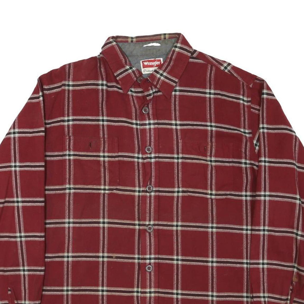WRANGLER Mens Red Check Shirt L Cotton Blend Casual Button-Up