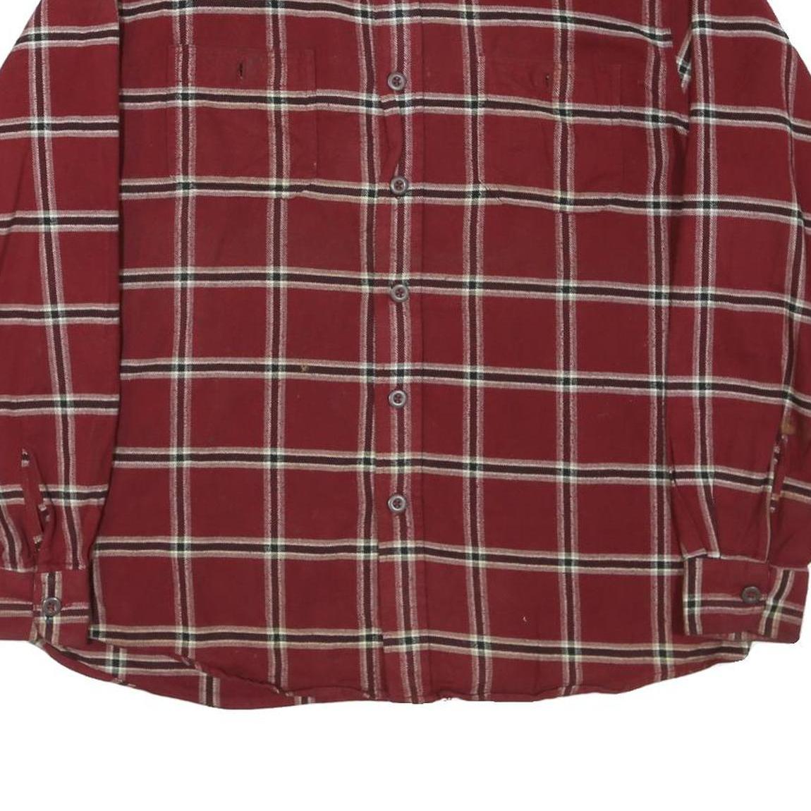 WRANGLER Mens Red Check Shirt L Cotton Blend Casual Button-Up