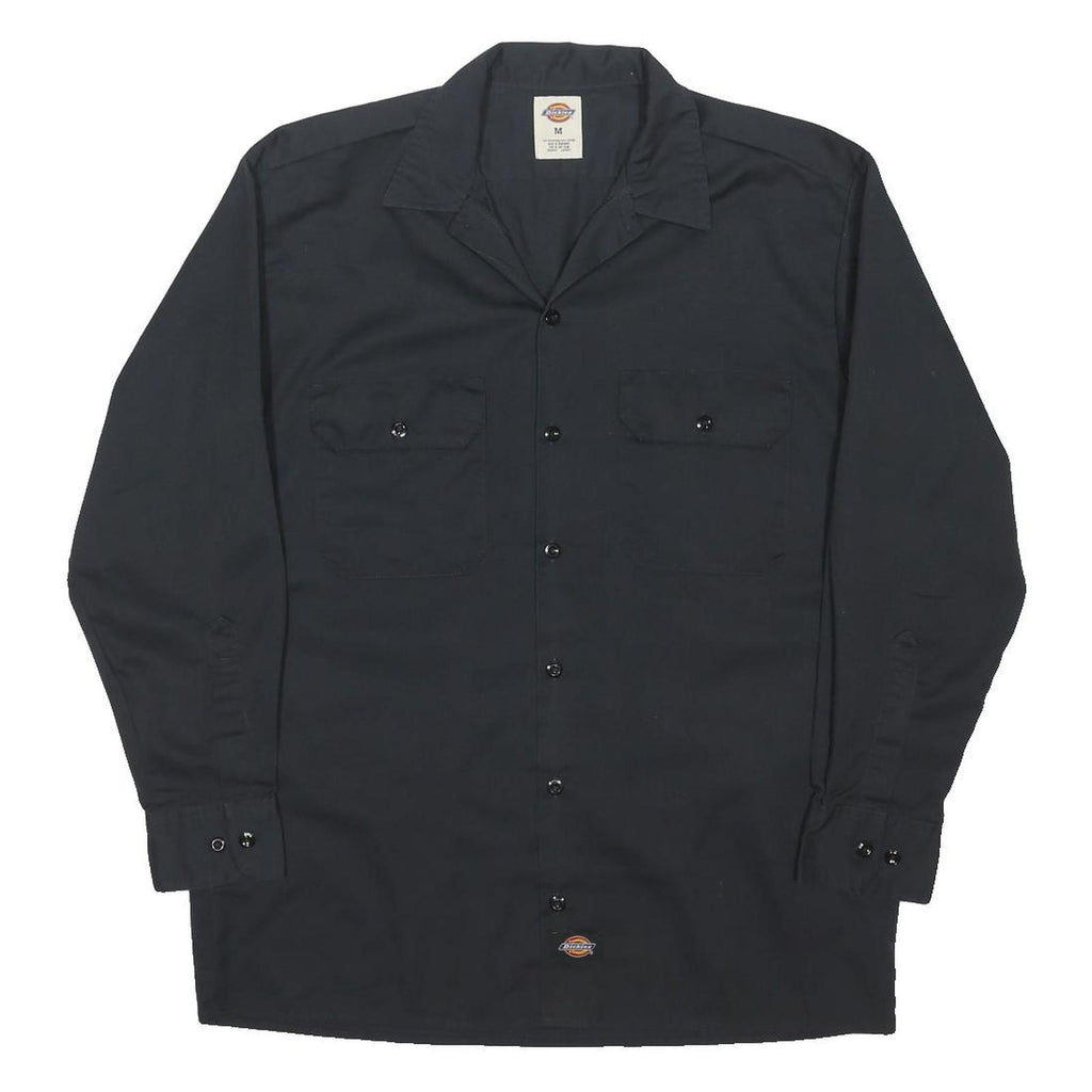 DICKIES Mens Black Work Shirt M Polyester Blend Button Closure Casual Fit