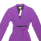 TOPSHOP Womens Purple Fit & Flare Woven Plain Long Sleeve Mini Dress UK 6