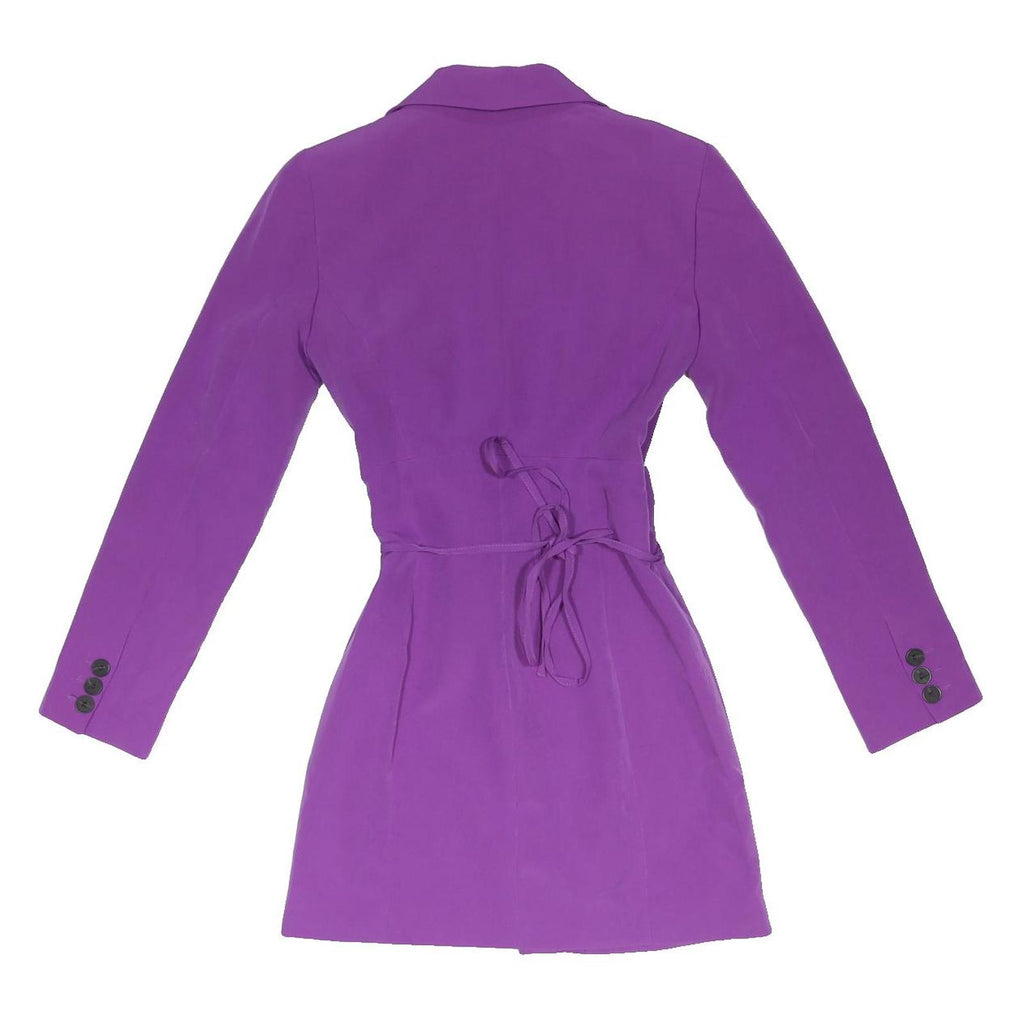 TOPSHOP Womens Purple Fit & Flare Woven Plain Long Sleeve Mini Dress UK 6