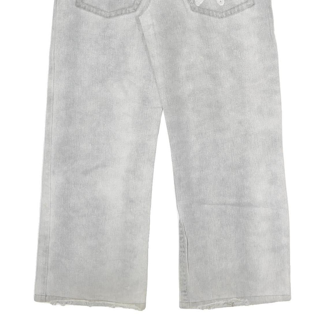 UNCLE SAM Mens Jeans White Grey Regular Straight Cotton Button W38 L27 Logo