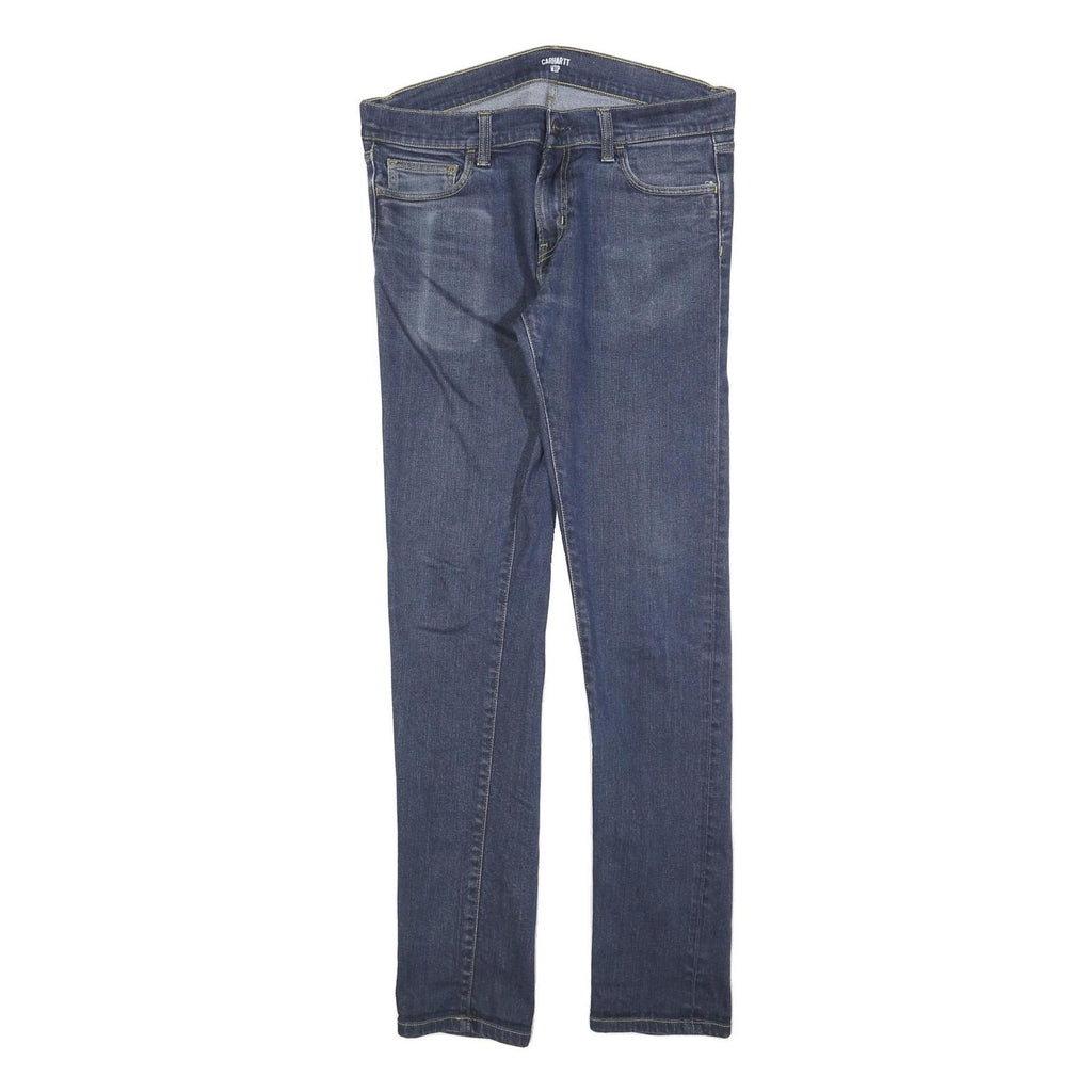CARHARTT Mens Slim Blue Denim Jeans W32 L34 Zip Cotton Blend Stylish Comfort