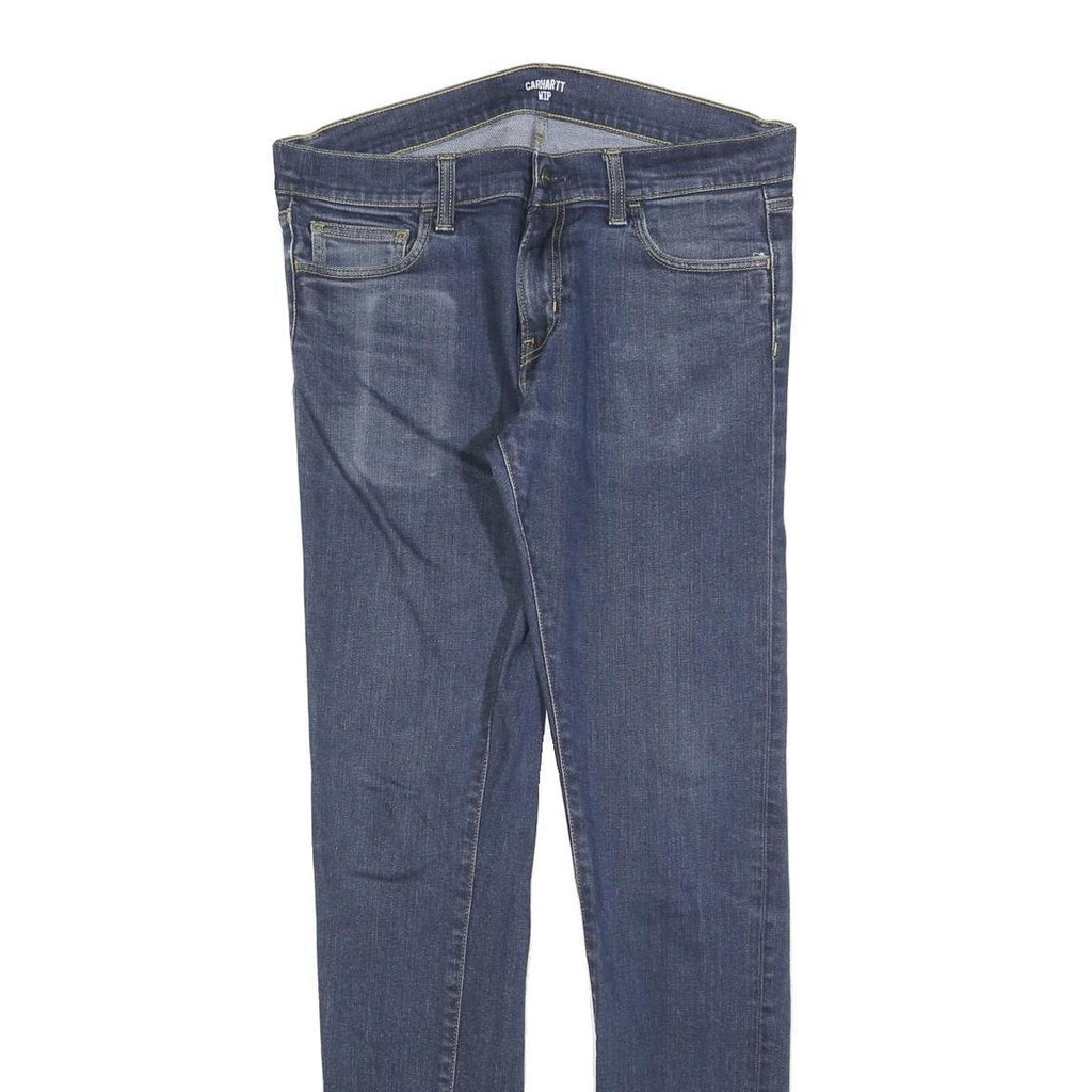 CARHARTT Mens Slim Blue Denim Jeans W32 L34 Zip Cotton Blend Stylish Comfort