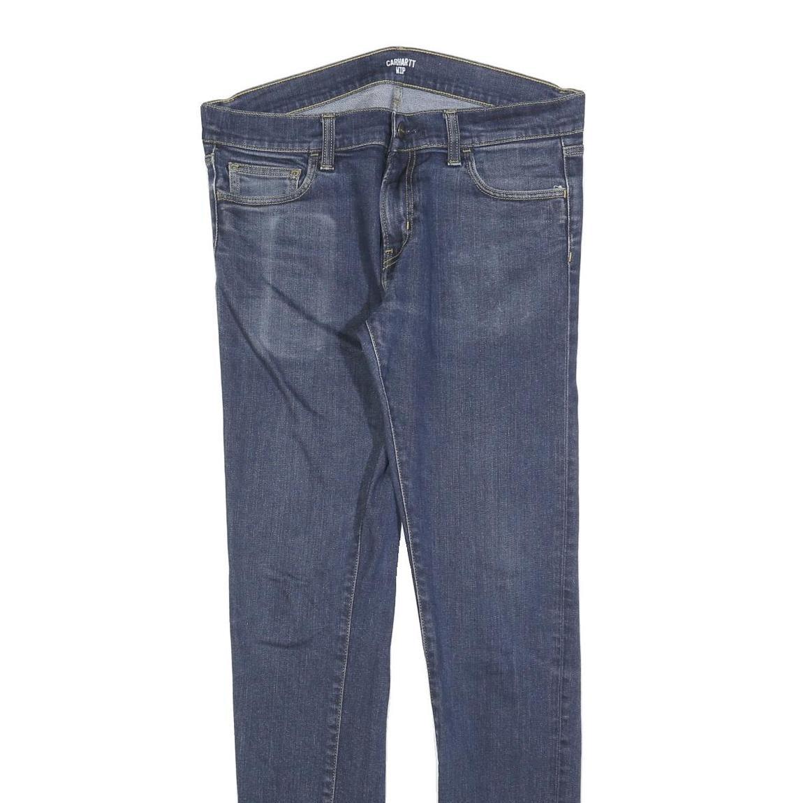 CARHARTT Mens Slim Blue Denim Jeans W32 L34 Zip Cotton Blend Stylish Comfort