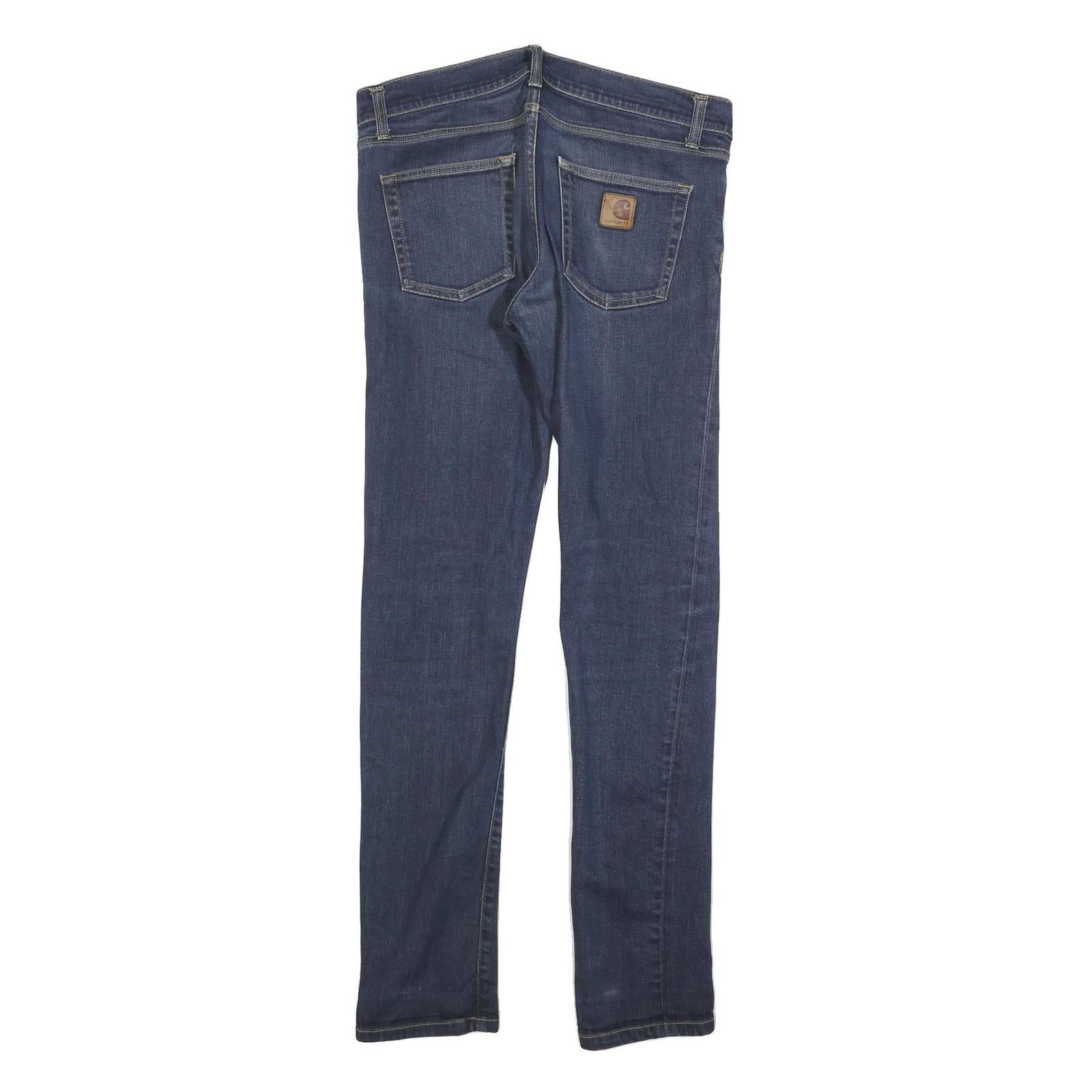 CARHARTT Mens Slim Blue Denim Jeans W32 L34 Zip Cotton Blend Stylish Comfort