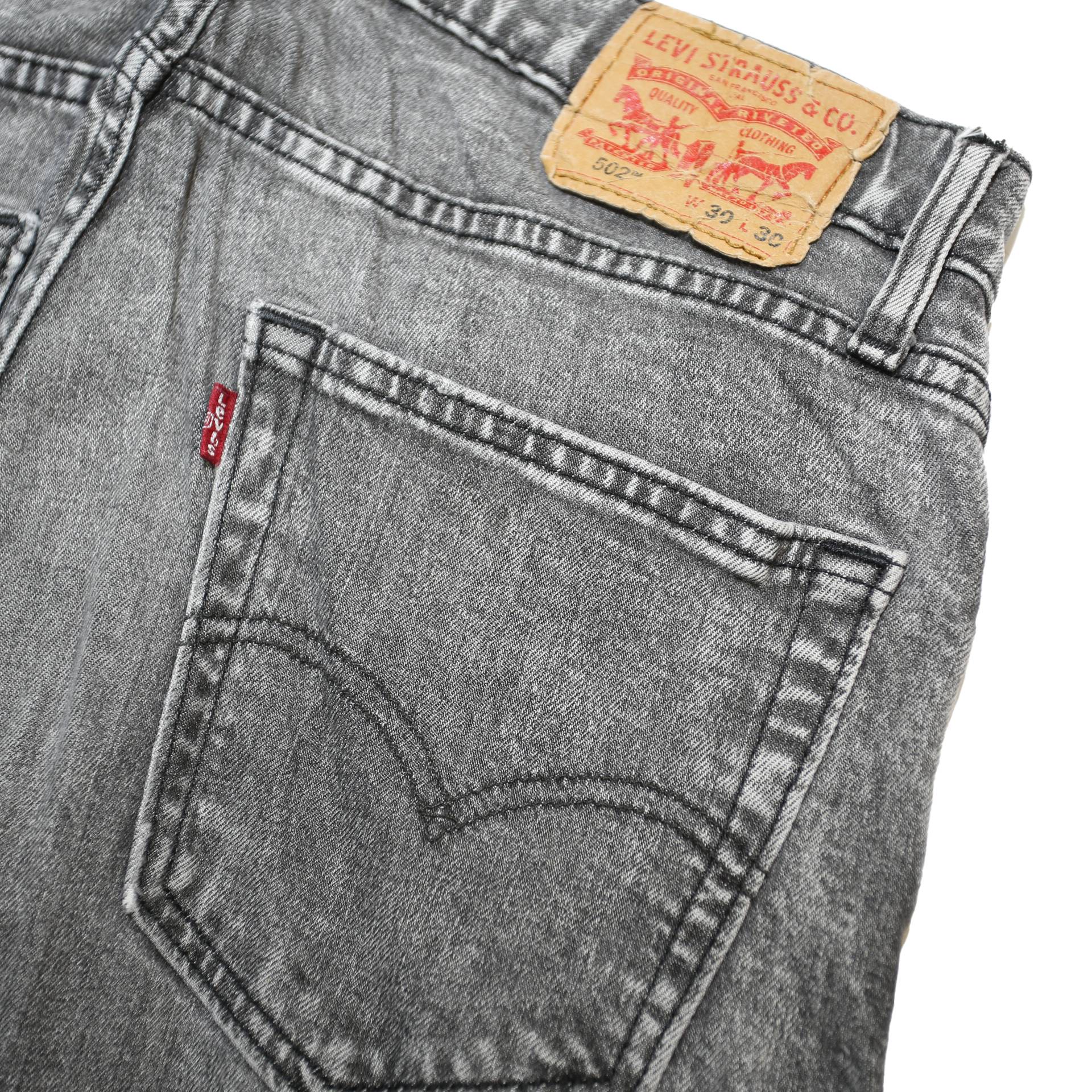LEVI'S 502 Mens Jeans Grey Slim Straight Denim Medium W30 L30 Zip Closure