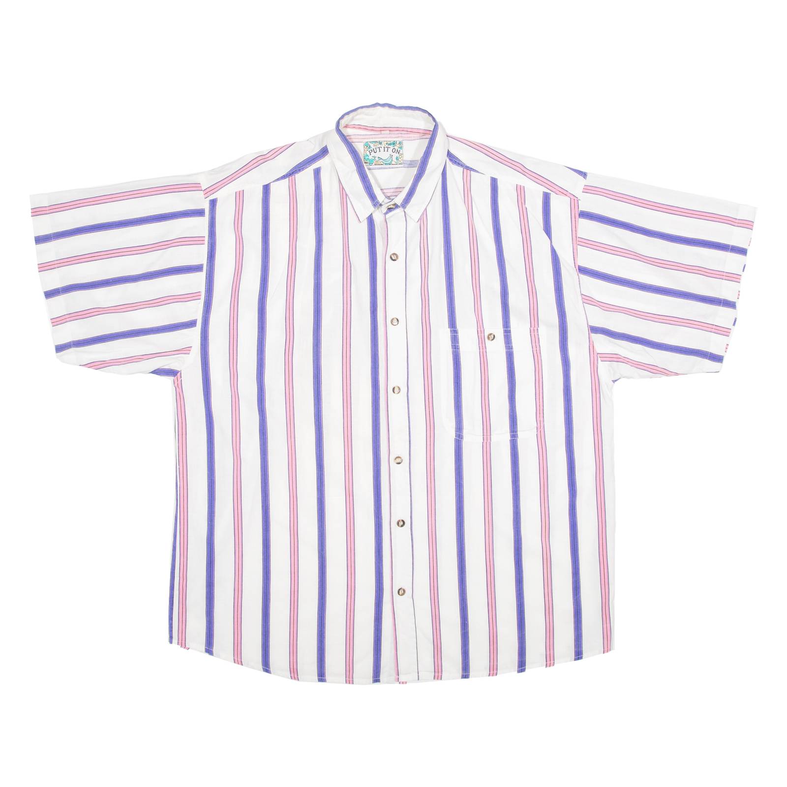 PUT IT ON Mens Shirt White 90s Striped L