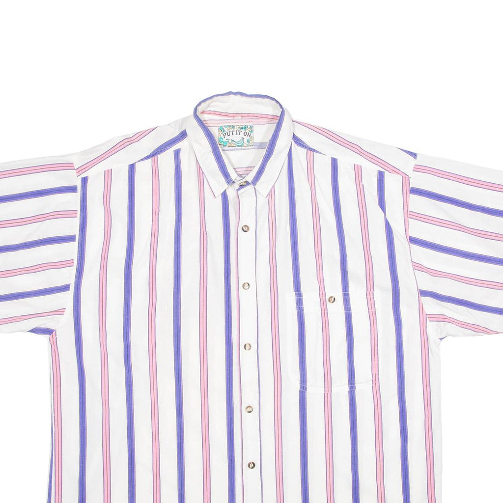 PUT IT ON Mens Shirt White 90s Striped L