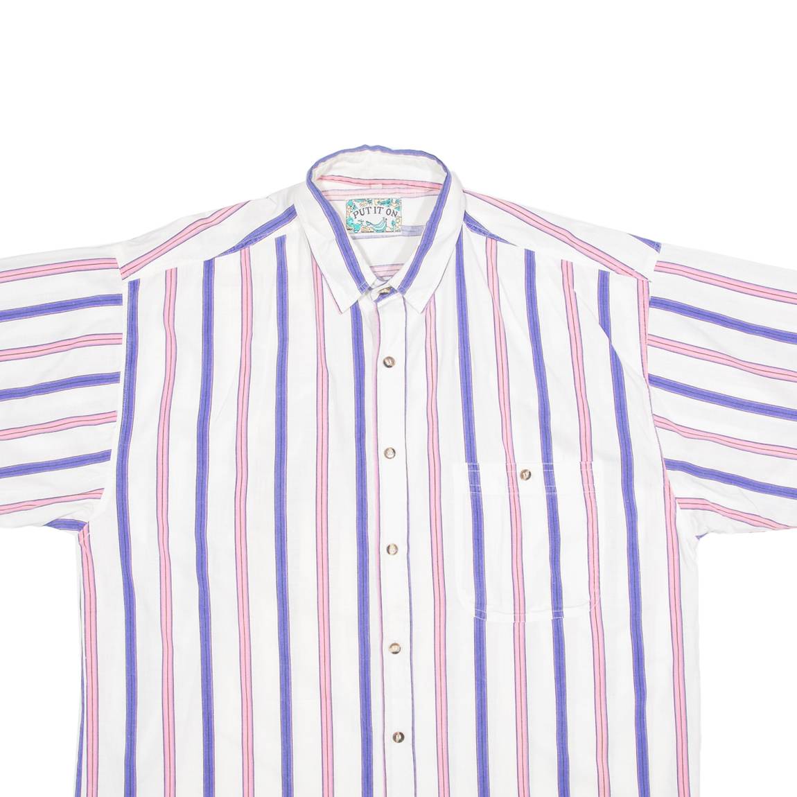 PUT IT ON Mens Shirt White 90s Striped L