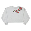 MISS SELFRIDGE Womens Grey Crew Neck UK 14 Embroidered Sweatshirt Crop Top